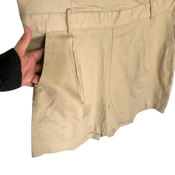 Banana Republic Factory Women's Linen Blend Safari Romper Beige Size 10 - Picture 5 of 10
